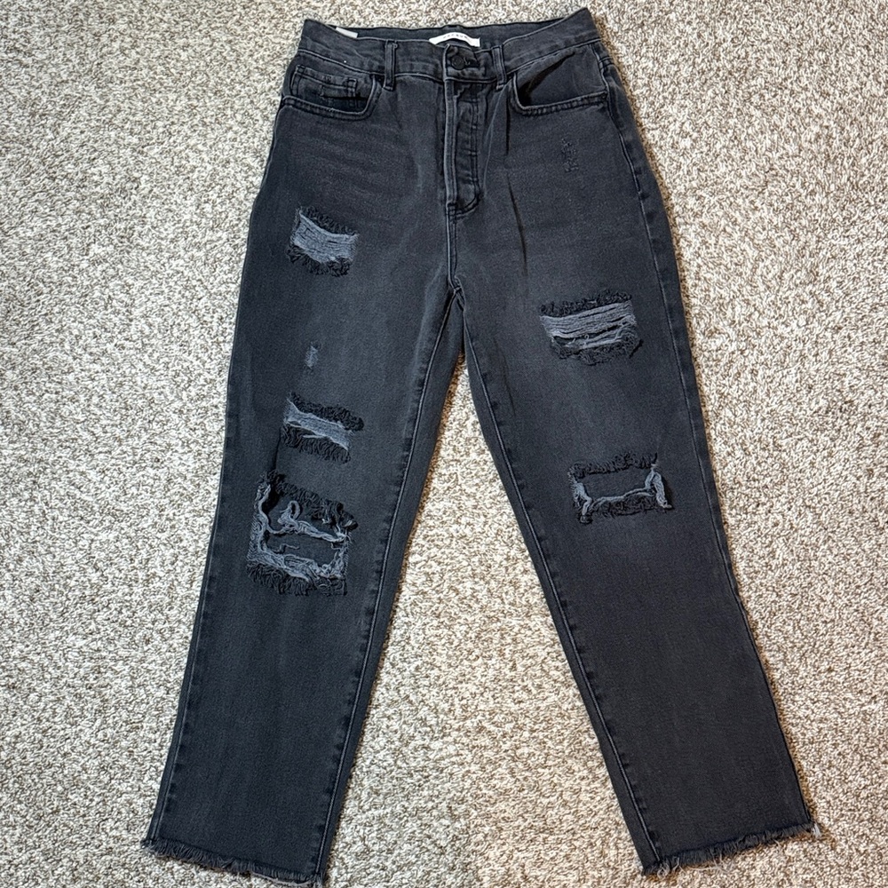 PACSUN High-Rise Straight Distressed Black Women’s Jeans- 26